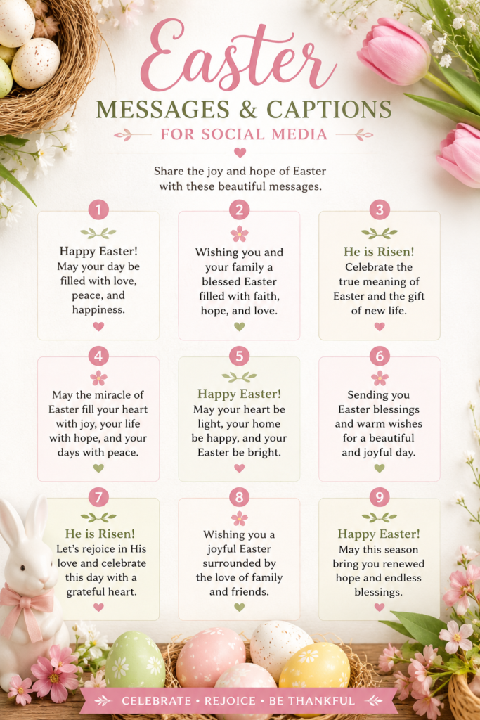 Easter messages and Happy Easter captions for social media