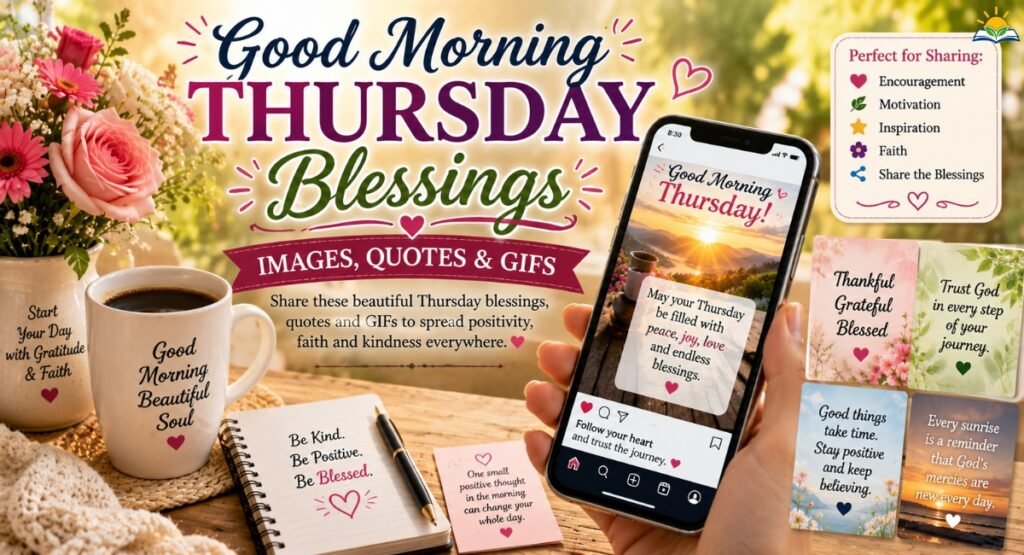 Good Morning Thursday Blessings images, quotes, and GIFs for sharing online