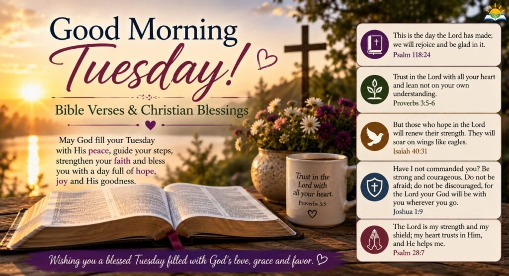 good morning Tuesday Bible verses and Christian blessings