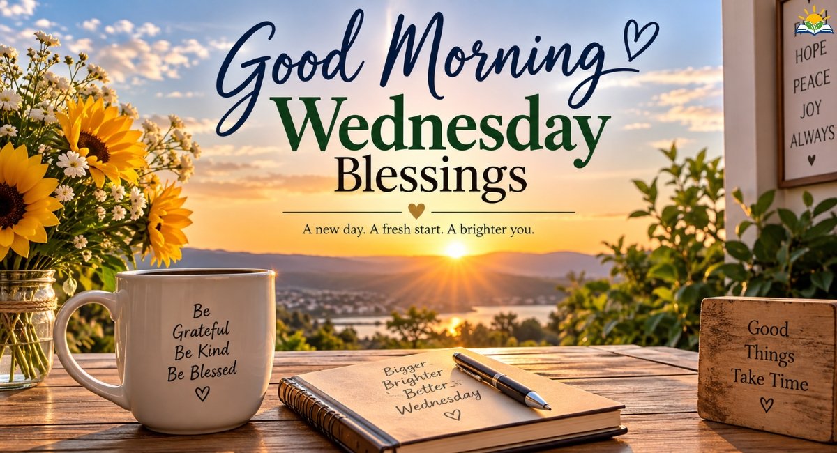 Good Morning Wednesday Blessings with a peaceful sunrise