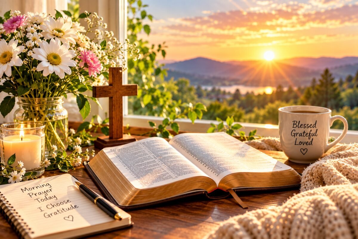 Hands folded in morning prayer for strength and peace during a loved one's illness
